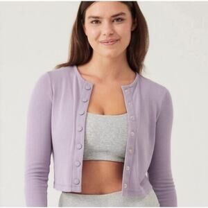 OUTDOOR VOICES CozyRib Cropped Cardigan Earl Grey Size XS NWT